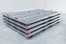 Gestapelte ULD Support Paletten zur platzsparenden Lagerung im Cargo-Terminal